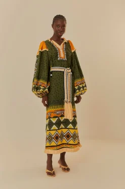 FARM Rio  Robes Midi<Robe midi verte Creation à manches longues