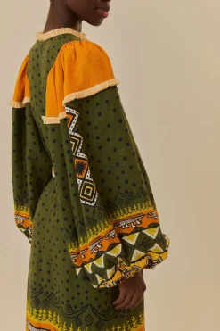 FARM Rio  Robes Midi<Robe midi verte Creation à manches longues