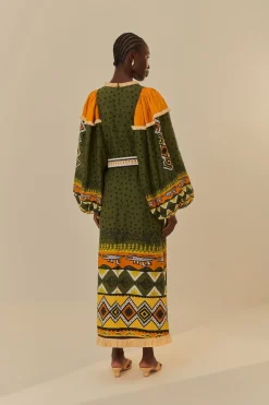 FARM Rio  Robes Midi<Robe midi verte Creation à manches longues