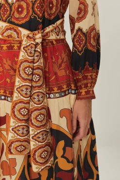 FARM Rio  Robes Midi<Robe mi-longue à carreaux Ainika couleur crème
