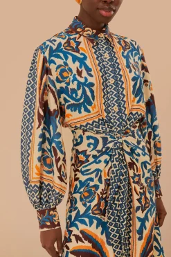 FARM Rio  Robes Midi<Robe mi-longue à imprimé toucans et foulard sable