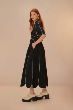 FARM Rio  Robes Midi<Robe mi-longue à manches courtes noire et blanche