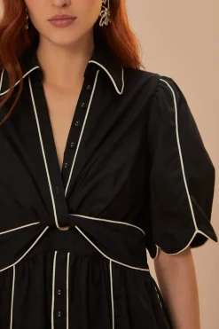 FARM Rio  Robes Midi<Robe mi-longue à manches courtes noire et blanche