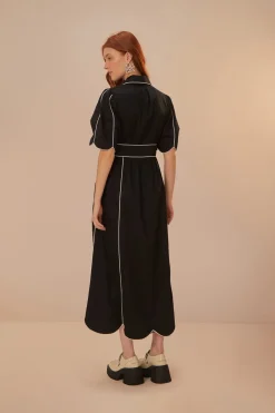 FARM Rio  Robes Midi<Robe mi-longue à manches courtes noire et blanche