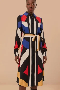 FARM Rio  Robes Midi<Robe mi-longue à rayures multicolores Amanda en viscose LENZING™ ECOVE