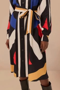 FARM Rio  Robes Midi<Robe mi-longue à rayures multicolores Amanda en viscose LENZING™ ECOVE