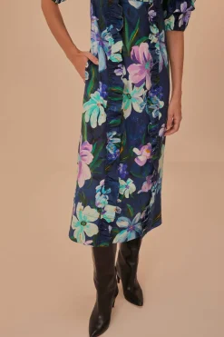 FARM Rio Robes Midi<Robe mi-longue à volants et manches courtes Floraline