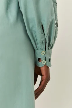 FARM Rio  Robes Midi<Robe mi-longue bleue à manches longues