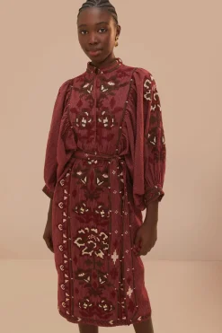 FARM Rio  Robes Midi<Robe mi-longue brodée au point de croix avec foulard toucans