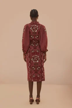FARM Rio  Robes Midi<Robe mi-longue brodée au point de croix avec foulard toucans