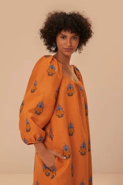 FARM Rio  Robes Midi<Robe mi-longue brodée jaune