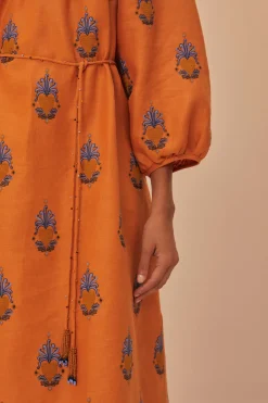 FARM Rio  Robes Midi<Robe mi-longue brodée jaune
