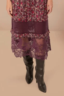 FARM Rio  Robes Midi<Robe mi-longue en dentelle brodée violette Chelsea Garden