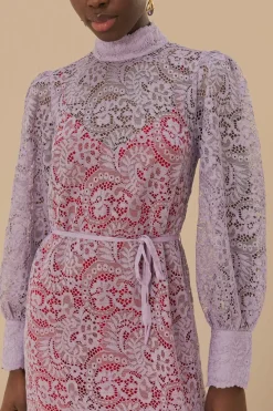 FARM Rio  Robes Midi<Robe mi-longue en dentelle lilas