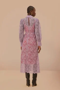 FARM Rio  Robes Midi<Robe mi-longue en dentelle lilas