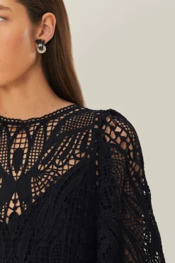FARM Rio  Robes Midi<Robe mi-longue en guipure noire Nature