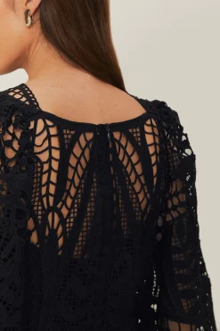 FARM Rio  Robes Midi<Robe mi-longue en guipure noire Nature