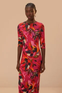 FARM Rio  Robes Midi<Robe mi-longue en jersey à fleurs colorées