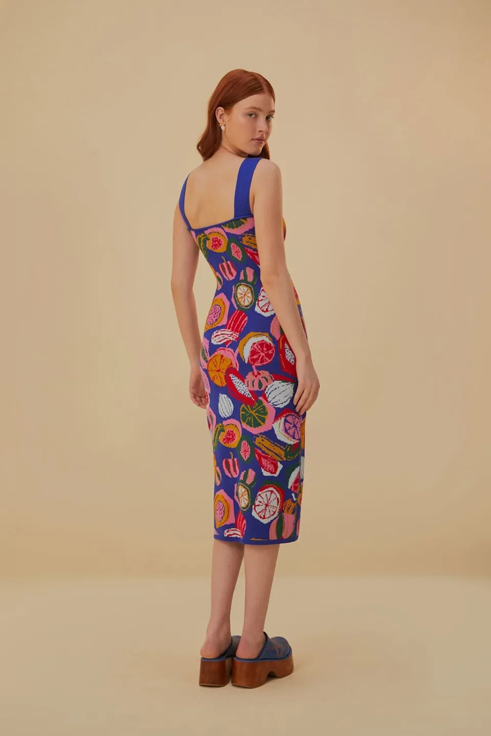 FARM Rio Robes Midi<Robe mi-longue en tricot à motif salade colorée