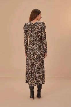 FARM Rio Robes Midi<Robe mi-longue en viscose LENZING™ ECOVERO™ couleur crème naturelle