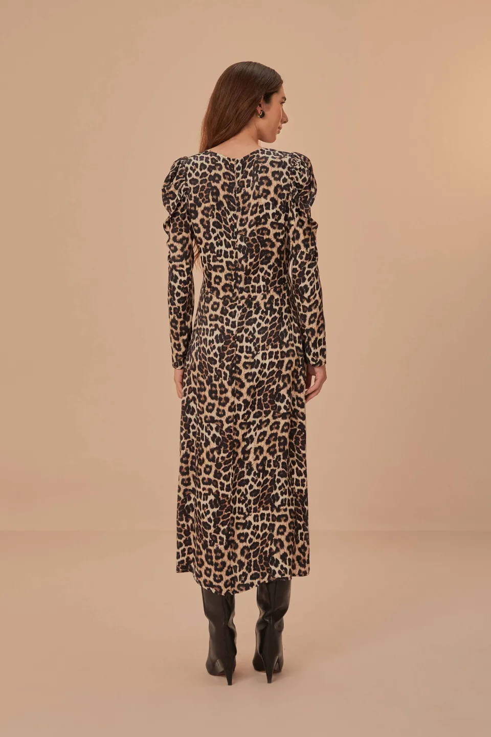 FARM Rio Robes Midi<Robe mi-longue en viscose LENZING™ ECOVERO™ couleur crème naturelle