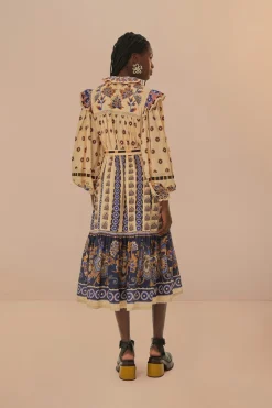 FARM Rio Robes Midi<Robe mi-longue fleurie Ainika couleur crème