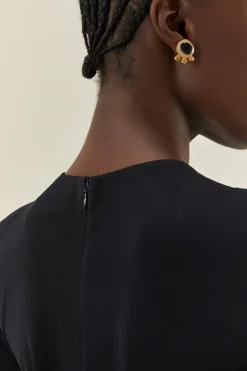 FARM Rio  Robes Midi<Robe mi-longue noire à bonnets torsadés