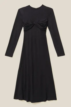 FARM Rio  Robes Midi<Robe mi-longue noire à bonnets torsadés