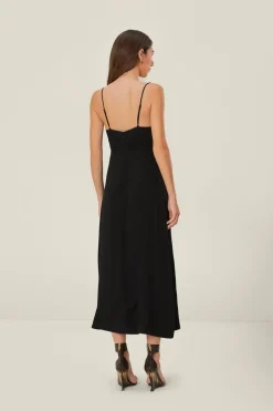 FARM Rio  Robes Midi<Robe mi-longue noire à buste fleuri