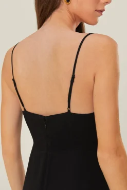 FARM Rio  Robes Midi<Robe mi-longue noire à buste fleuri