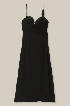 FARM Rio  Robes Midi<Robe mi-longue noire à buste fleuri