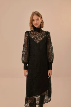 FARM Rio  Robes Midi<Robe mi-longue noire en dentelle