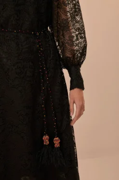 FARM Rio  Robes Midi<Robe mi-longue noire en dentelle