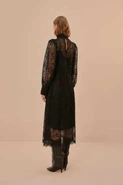 FARM Rio  Robes Midi<Robe mi-longue noire en dentelle
