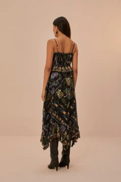 FARM Rio  Robes Midi<Robe mi-longue plissée noire en dentelle sans manches Winter Garden