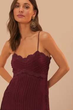 FARM Rio  Robes Midi<Robe mi-longue sans manches en dentelle violette