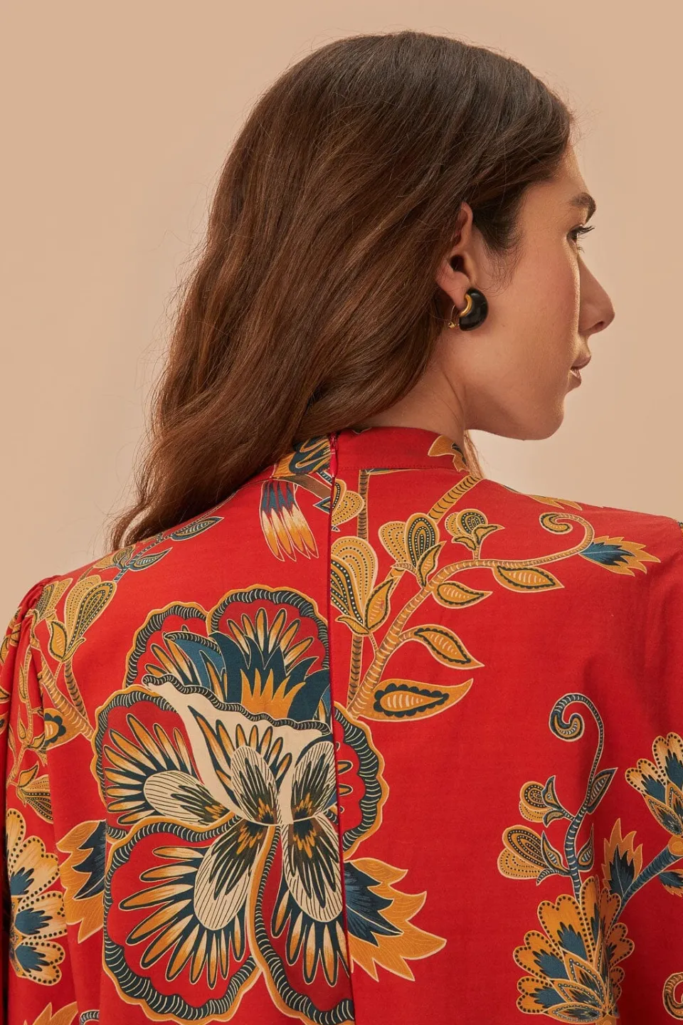 FARM Rio Robes Courtes<Robe mini à manches longues et imprimé floral rouge