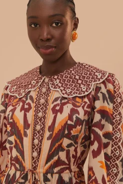 FARM Rio  Robes Courtes<Robe mini-écharpe à motifs toucans crème
