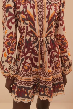 FARM Rio  Robes Courtes<Robe mini-écharpe à motifs toucans crème