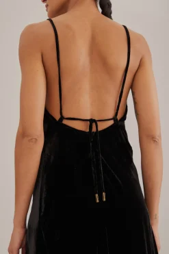 FARM Rio  Robes Midi<Robe nuisette en velours Richelieu noire