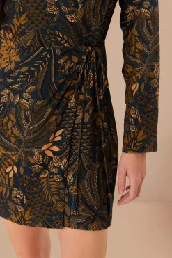 FARM Rio Robes Courtes<Robe portefeuille courte en viscose LENZING™ ECOVERO™ à pois bleu sarc