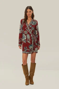 FARM Rio  Robes Courtes<Robe portefeuille courte rouge Tropical Landing