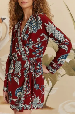 FARM Rio  Robes Courtes<Robe portefeuille courte rouge Tropical Landing