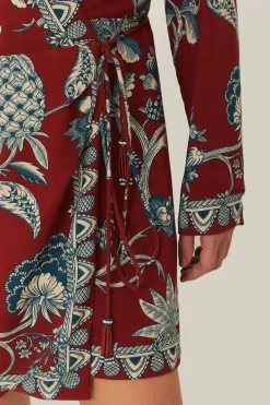 FARM Rio  Robes Courtes<Robe portefeuille courte rouge Tropical Landing