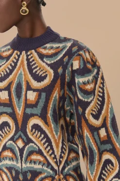 FARM Rio  Pulls Et Sweat-shirts<Robe pull Ikat à motif ananas bleu