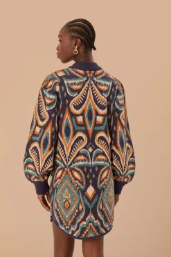 FARM Rio  Pulls Et Sweat-shirts<Robe pull Ikat à motif ananas bleu
