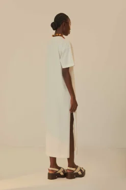 FARM Rio  T-shirts<Robe t-shirt blanc cassé en coton biologique tropical
