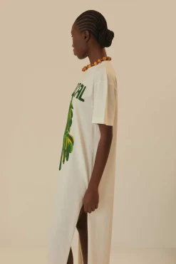 FARM Rio  T-shirts<Robe t-shirt blanc cassé en coton biologique tropical