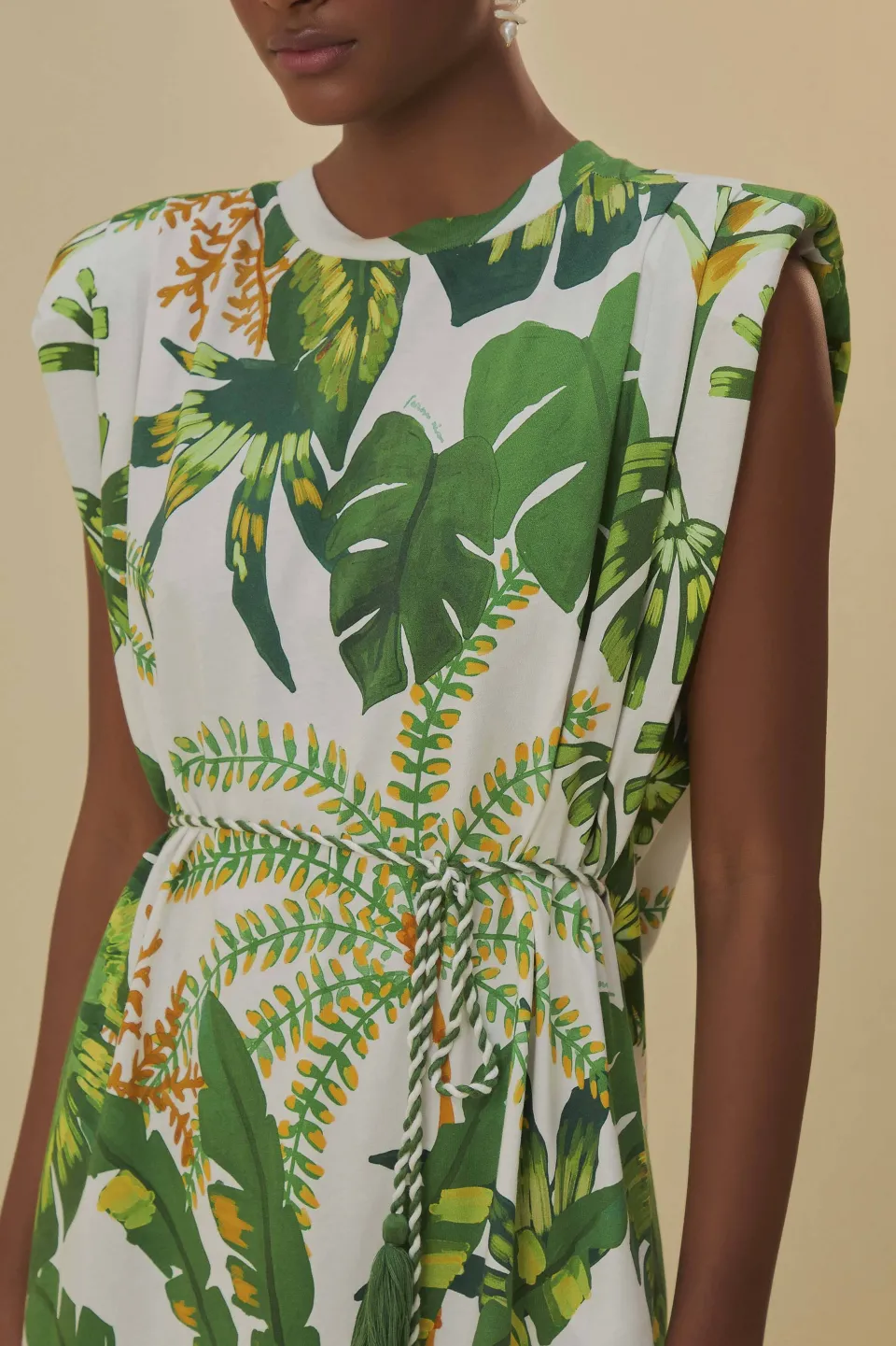 FARM Rio T-shirts<Robe t-shirt blanc cassé forêt tropicale