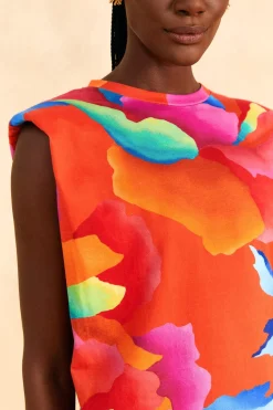 FARM Rio  T-shirts|Robes Courtes<Robe t-shirt Chita rouge ombré